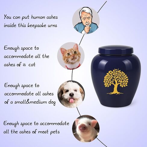 Keepsake Urns for Adult Male or Female, Medium & Small Sized Urns for Human Ashes, Ceramic Decorative Urns with Tree of Life, Pet Urn for Cats and Small Dogs in Saudi Arabia