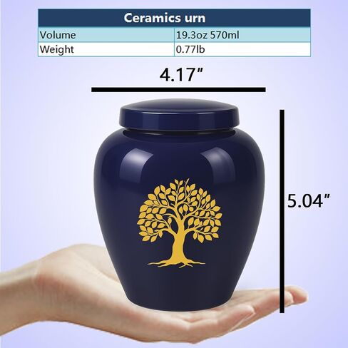 Keepsake Urns for Adult Male or Female, Medium & Small Sized Urns for Human Ashes, Ceramic Decorative Urns with Tree of Life, Pet Urn for Cats and Small Dogs in Saudi Arabia