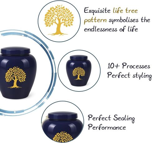 Keepsake Urns for Adult Male or Female, Medium & Small Sized Urns for Human Ashes, Ceramic Decorative Urns with Tree of Life, Pet Urn for Cats and Small Dogs in Saudi Arabia