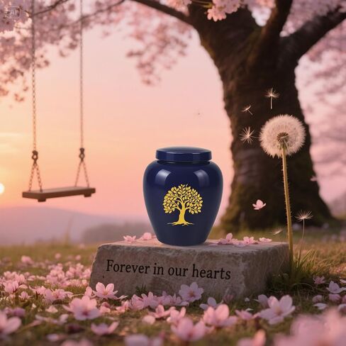 Keepsake Urns for Adult Male or Female, Medium & Small Sized Urns for Human Ashes, Ceramic Decorative Urns with Tree of Life, Pet Urn for Cats and Small Dogs in Saudi Arabia