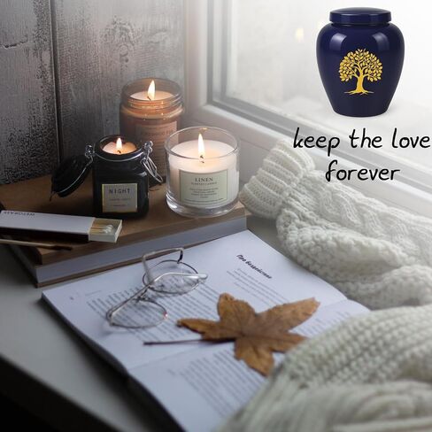 Keepsake Urns for Adult Male or Female, Medium & Small Sized Urns for Human Ashes, Ceramic Decorative Urns with Tree of Life, Pet Urn for Cats and Small Dogs in Saudi Arabia