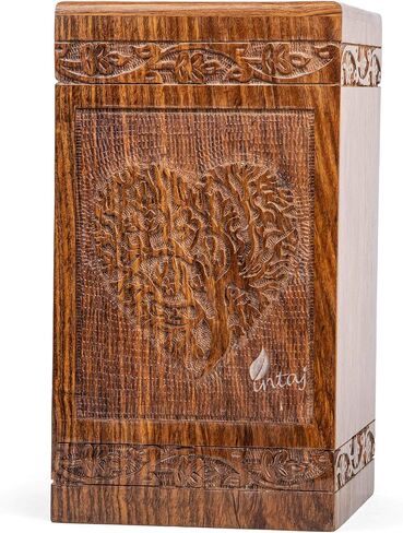Handmade Rosewood Urn for Human Ashes | Tree of Life Wooden Urns Hand-Crafted - Funeral Cremation Urn for Ashes (Heart Tree, Medium - 150 Cu/in) in Saudi Arabia