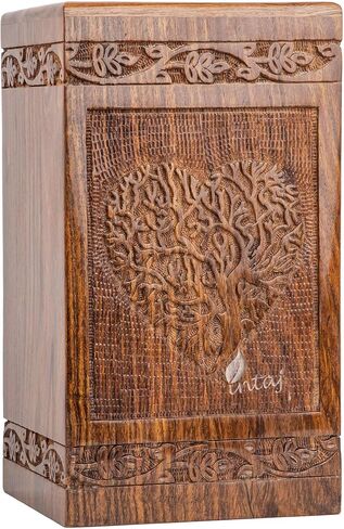 Handmade Rosewood Urn for Human Ashes | Tree of Life Wooden Urns Hand-Crafted - Funeral Cremation Urn for Ashes (Heart Tree, Medium - 150 Cu/in) in Saudi Arabia