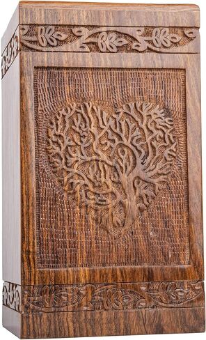 Handmade Rosewood Urn for Human Ashes | Tree of Life Wooden Urns Hand-Crafted - Funeral Cremation Urn for Ashes (Heart Tree, Medium - 150 Cu/in) in Saudi Arabia