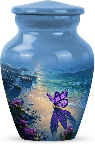 Customization Butterfly Urns - Large Burial Purple Butterfly Beach Urn - Custom Engraved Urns for Husband and Wife - Cremation Memorial Urns (10 Inch) in Kuwait