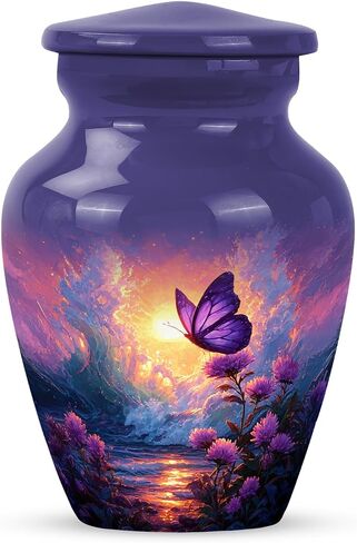 Customization Butterfly Urns - Large Burial Purple Butterfly Beach Urn - Custom Engraved Urns for Husband and Wife - Cremation Memorial Urns (10 Inch) in Kuwait