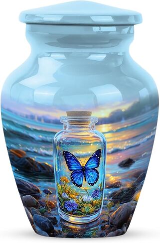 Customization Butterfly Urns - Large Burial Purple Butterfly Beach Urn - Custom Engraved Urns for Husband and Wife - Cremation Memorial Urns (10 Inch) in Kuwait