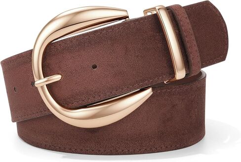 AWAYTR Womens Wide Suede Belt - Fashion Chunky Waist Belt with Alloy Gold Buckle for Dresses in Kuwait