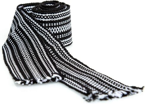 Ukrainian hand woven homespun Hutsul Belt Black White KRAYKA for Vyshyvanka in Saudi Arabia