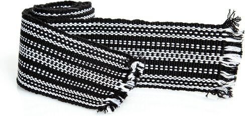 Ukrainian hand woven homespun Hutsul Belt Black White KRAYKA for Vyshyvanka in Saudi Arabia