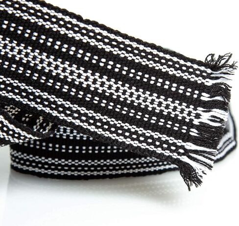 Ukrainian hand woven homespun Hutsul Belt Black White KRAYKA for Vyshyvanka in Saudi Arabia