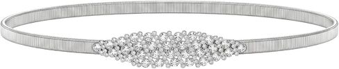 Silver Rhinestone Elastic Waist Belt for Women, Lightweight Metal Chain Dress Belt, Durable Sparkly Skinny Crystal Accessory for Wedding Party, Formal Occasion, Bridal Shower in Saudi Arabia