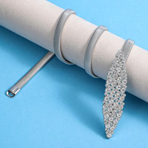 Silver Rhinestone Elastic Waist Belt for Women, Lightweight Metal Chain Dress Belt, Durable Sparkly Skinny Crystal Accessory for Wedding Party, Formal Occasion, Bridal Shower in Saudi Arabia