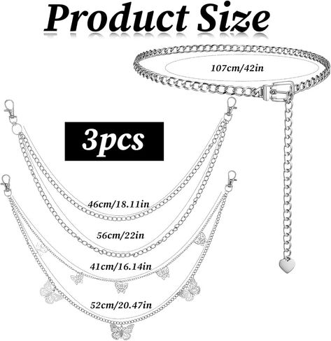3 PCS Silver Chain Belts for Women, Metal Multilayer Waist Chain Belt Y2k Belt Chains for Dresses Jeans Pants Trousers in Saudi Arabia