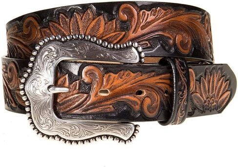 Tony Lama Women's 1.5" Black Delheart Daisy Belt Black S in Kuwait