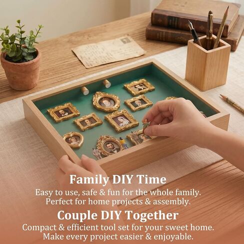 All-in-One DIY Shadow Box Kit,Mini Gold Frames with Museum of Figurines | LED-Illuminated Silhouette Box Memory Collage | Anniversary/Wedding Eco-Friendly Decor Gift (B Style) in Saudi Arabia