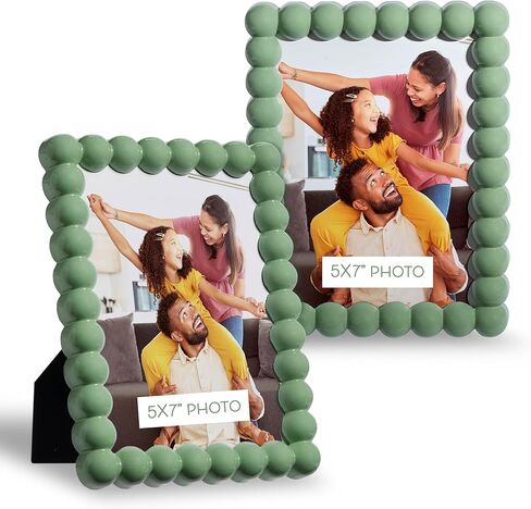 Sheffield Home Scalloped Edge Rounded Dots 5x7 Photo Frame, Decorative Cottage Living Wall or Tabletop Picture Frame, 2 Pack, Cream in Saudi Arabia