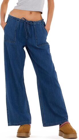Forever 21 Women's Wide Leg Light Weight Denim with Drawstring and Pockets in Kuwait