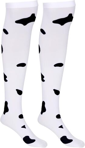 choyaxo Cow Print Thigh Knee High Stockings Black and White Cow Socks Animal Print Socks for Daily Use,Cosplay,Party,Halloween in Saudi Arabia