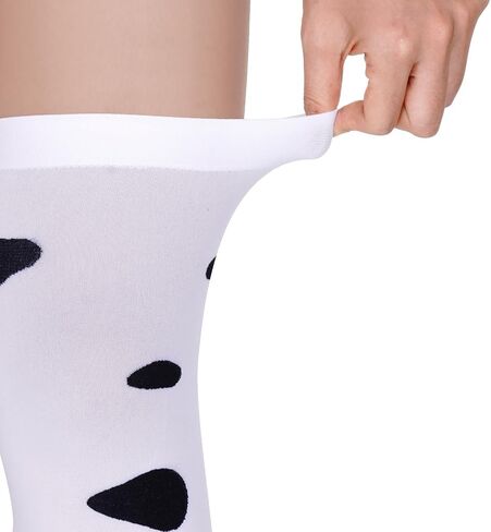 choyaxo Cow Print Thigh Knee High Stockings Black and White Cow Socks Animal Print Socks for Daily Use,Cosplay,Party,Halloween in Saudi Arabia