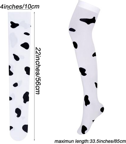 choyaxo Cow Print Thigh Knee High Stockings Black and White Cow Socks Animal Print Socks for Daily Use,Cosplay,Party,Halloween in Saudi Arabia