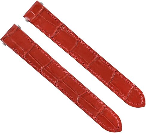 Ewatchparts حزام ساعة جلدي 15 ملم متوافق مع ليدي كارتييه رودستر 2675 2723 كويك ريلاس أحمر in Kuwait