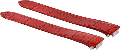 Ewatchparts حزام ساعة جلدي 15 ملم متوافق مع ليدي كارتييه رودستر 2675 2723 كويك ريلاس أحمر in Kuwait