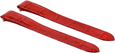 Ewatchparts حزام ساعة جلدي 15 ملم متوافق مع ليدي كارتييه رودستر 2675 2723 كويك ريلاس أحمر in Kuwait