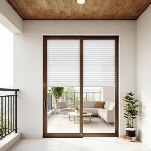 6 Pcs 35 x 110 Inch Temporary Blinds for Indoor Windows, Non-Woven Fabric Paper Pleated Shades, No Drill Free Cut Size, Adhesive Privacy Blinds for French Door Sliding Door Light Filtering (White) in Kuwait