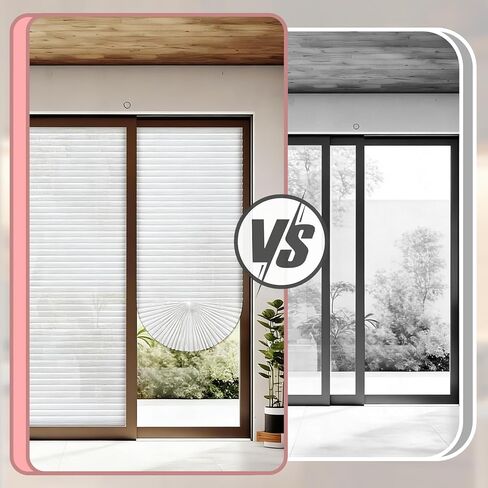 6 Pcs 35 x 110 Inch Temporary Blinds for Indoor Windows, Non-Woven Fabric Paper Pleated Shades, No Drill Free Cut Size, Adhesive Privacy Blinds for French Door Sliding Door Light Filtering (White) in Kuwait