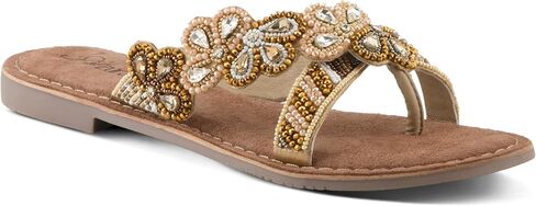 Azura Women's SWEETUMS Beaded Slide Sandals – Vibrant Floral Design, Suede Footbed, Lightweight Toe Loop Sandals in Saudi Arabia