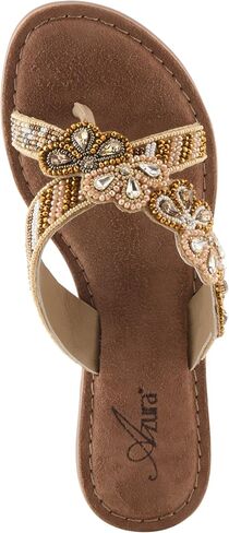 Azura Women's SWEETUMS Beaded Slide Sandals – Vibrant Floral Design, Suede Footbed, Lightweight Toe Loop Sandals in Saudi Arabia