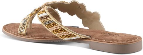 Azura Women's SWEETUMS Beaded Slide Sandals – Vibrant Floral Design, Suede Footbed, Lightweight Toe Loop Sandals in Saudi Arabia