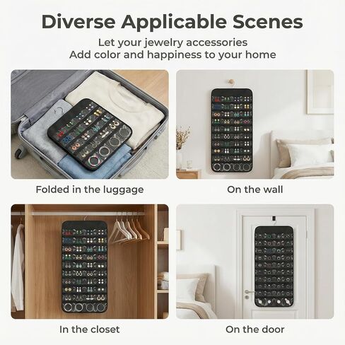 Hanging Jewelry Organizer Double Sided with 80 Clear Pockets, Necklace Organizer Hanging for Closet and Wall, Jewelry Organizer with Hanger, Over the Door Jewelry Organizer, Large Jewelry Storage Bag in Saudi Arabia