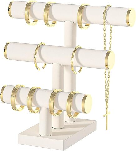 Bracelet Holder Stand,Bracelet Organizer Display for Selling,Bangle Organizer for Women,Watch Storage Holder for Men,Jewelry Business Supplies (Beige + metal lid) in Saudi Arabia