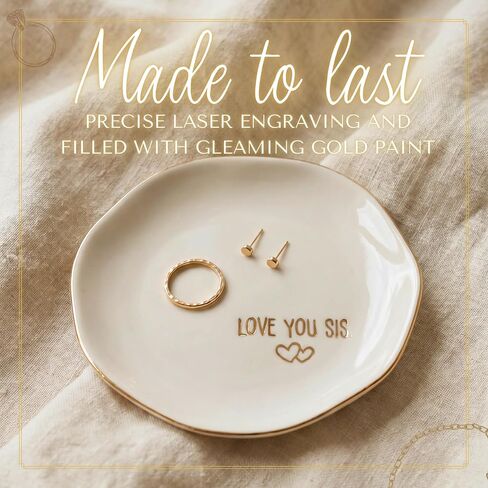 InnoBeta Sister Gifts, Birthday Gifts for Sister, Ceramic Jewelry Tray, Decorative Trinket Dish for Rings Earrings Necklaces Bracelet, 4.75" in Kuwait