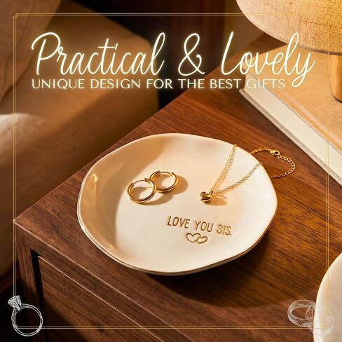 InnoBeta Sister Gifts, Birthday Gifts for Sister, Ceramic Jewelry Tray, Decorative Trinket Dish for Rings Earrings Necklaces Bracelet, 4.75" in Kuwait