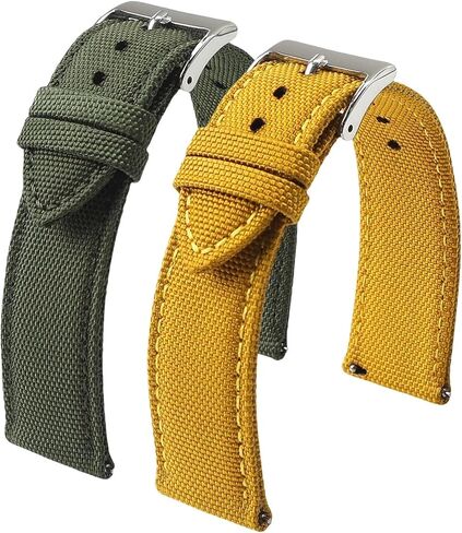 QL Supply Co Waterproof Sailcloth Watch Strap Two-Sided Nylon 18mm 19mm 20mm 22mm 24mm Watchband Quick Release Sport Wristband Belt Men in Kuwait