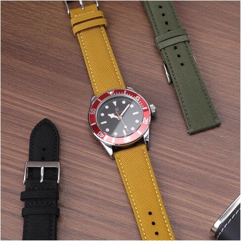QL Supply Co Waterproof Sailcloth Watch Strap Two-Sided Nylon 18mm 19mm 20mm 22mm 24mm Watchband Quick Release Sport Wristband Belt Men in Kuwait