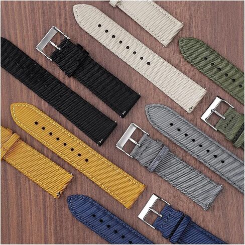 QL Supply Co Waterproof Sailcloth Watch Strap Two-Sided Nylon 18mm 19mm 20mm 22mm 24mm Watchband Quick Release Sport Wristband Belt Men in Kuwait