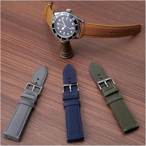 QL Supply Co Waterproof Sailcloth Watch Strap Two-Sided Nylon 18mm 19mm 20mm 22mm 24mm Watchband Quick Release Sport Wristband Belt Men in Kuwait