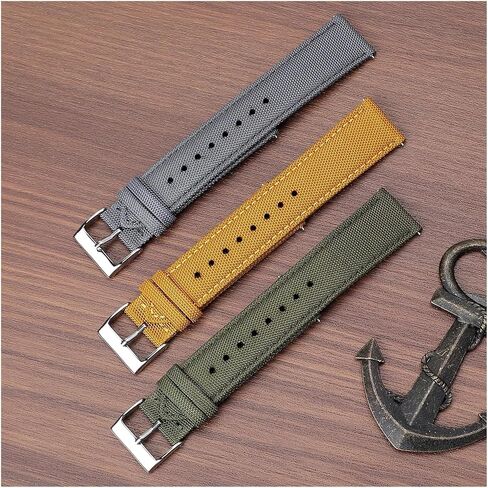 QL Supply Co Waterproof Sailcloth Watch Strap Two-Sided Nylon 18mm 19mm 20mm 22mm 24mm Watchband Quick Release Sport Wristband Belt Men in Kuwait