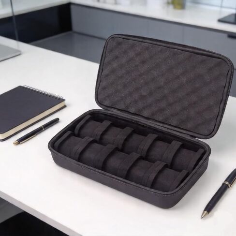 10 Slots Watch Travel Case for Men and Women with Zipper, Hard Watch Storage Box with Removable Shockproof Watch Pillows in Saudi Arabia