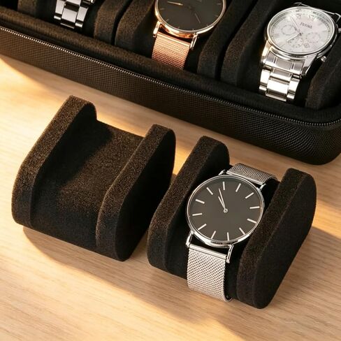 10 Slots Watch Travel Case for Men and Women with Zipper, Hard Watch Storage Box with Removable Shockproof Watch Pillows in Saudi Arabia