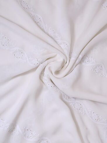 Ada Handcrafted Chikankari Indian White Georgette Stole Dupatta Wrap Scarf for Women & Girls A511188 White in Kuwait