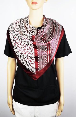 Burgundy Satin Head Scarf for Women Like Silk Scarf for Hair Wrapping Bandanas Square Shawl Wraps 35 Inches in Saudi Arabia