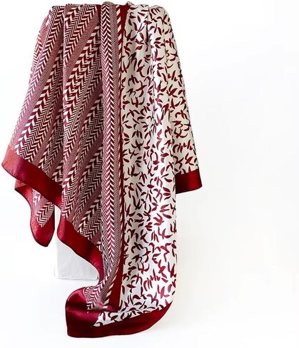 Burgundy Satin Head Scarf for Women Like Silk Scarf for Hair Wrapping Bandanas Square Shawl Wraps 35 Inches in Saudi Arabia