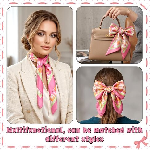 27.5'' Pink Head Scarf, Square Satin Scarf Hair Scarfs for Women Silk Feeling Neck Scarfs for Hair Wrapping and Sleeping at Night Fashion Lightweight in Kuwait