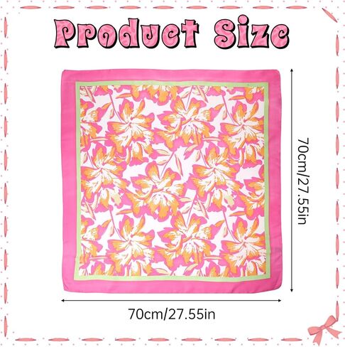 27.5'' Pink Head Scarf, Square Satin Scarf Hair Scarfs for Women Silk Feeling Neck Scarfs for Hair Wrapping and Sleeping at Night Fashion Lightweight in Kuwait