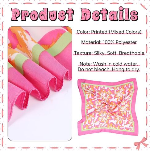 27.5'' Pink Head Scarf, Square Satin Scarf Hair Scarfs for Women Silk Feeling Neck Scarfs for Hair Wrapping and Sleeping at Night Fashion Lightweight in Kuwait